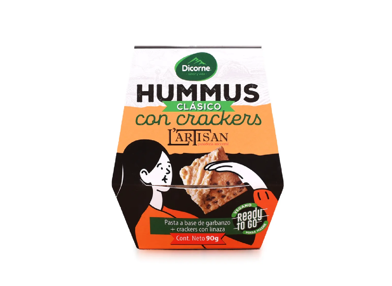 Hummus con Cracker 90g, snack saludable y delicioso.