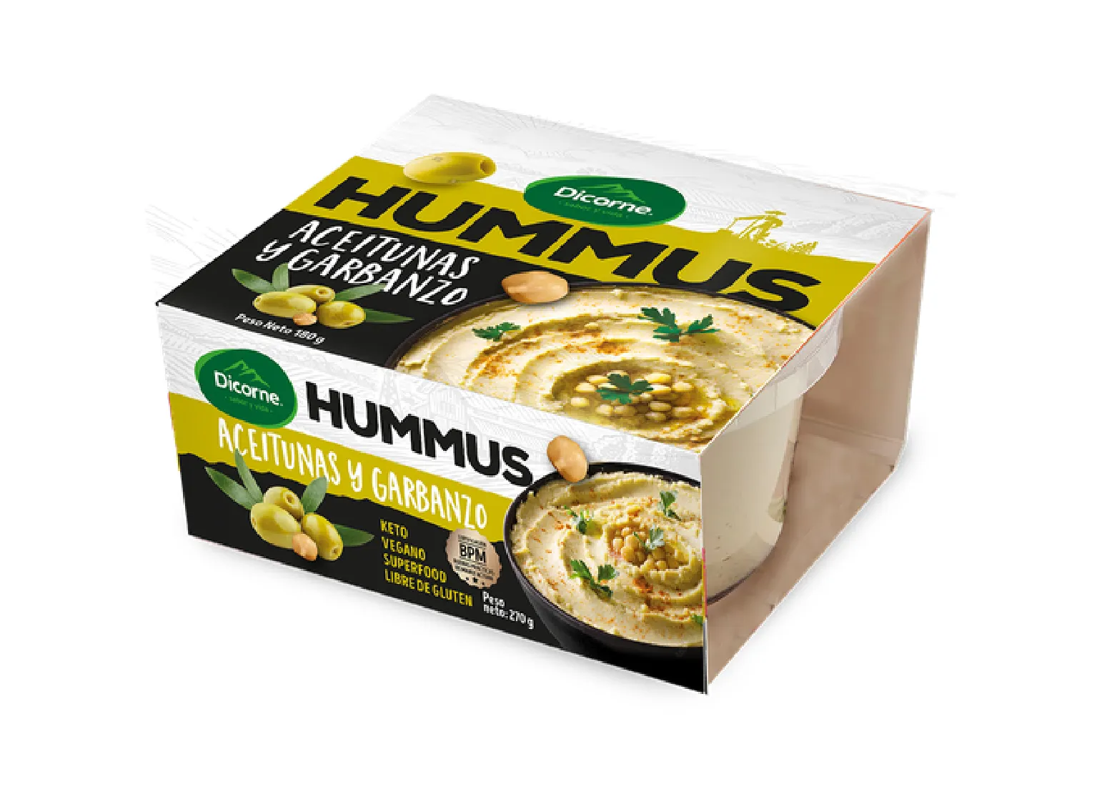 Hummus de aceituna 270g, un delicioso dip vegano, saludable y lleno de sabor